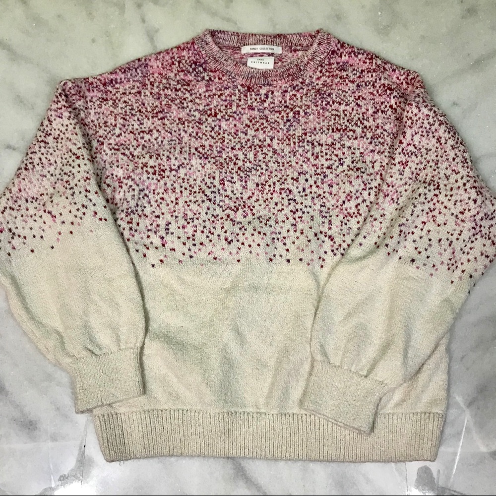 zara kids • pink purple speckled ombré sweater 8y